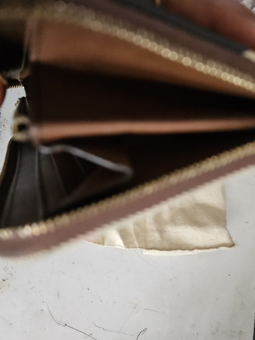 Burberry Brown Leather Zip-Around Wallet with Gold Hardware